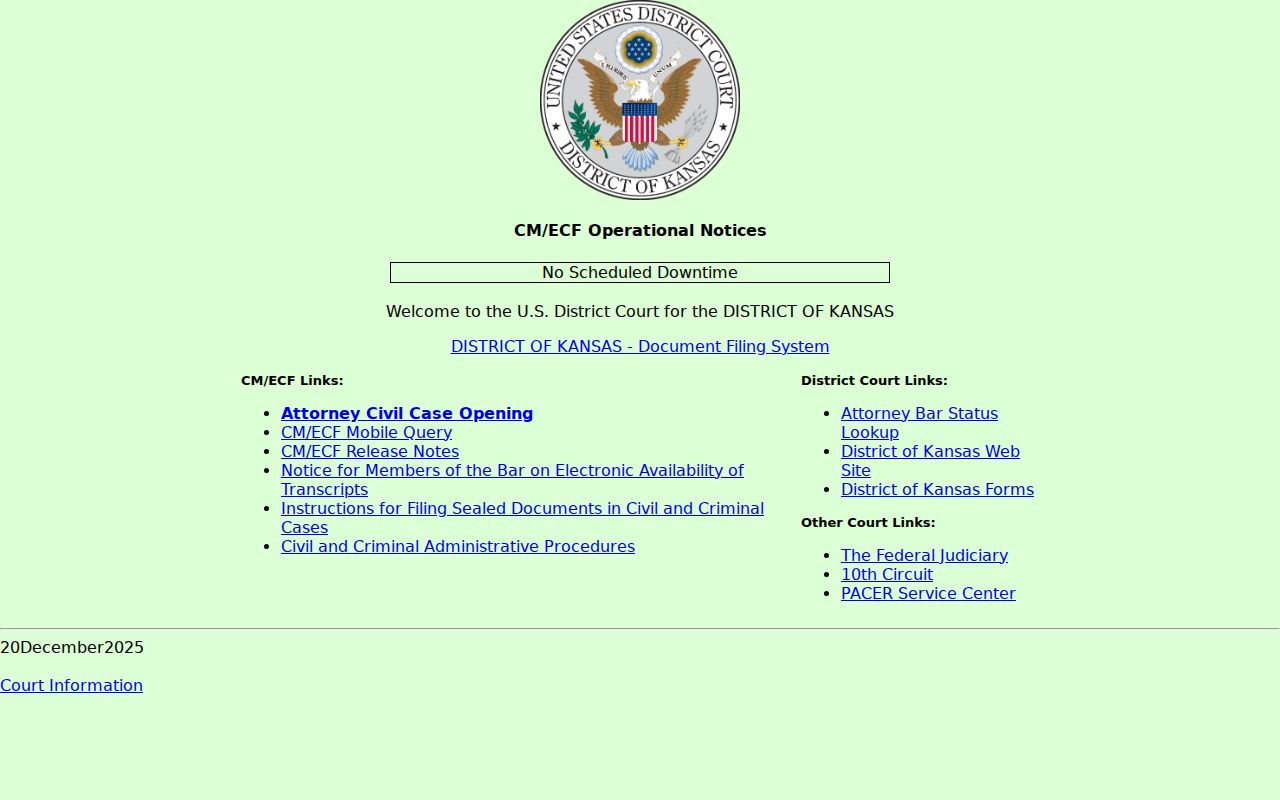 Ness City court docket comparison with federal CM ECF access