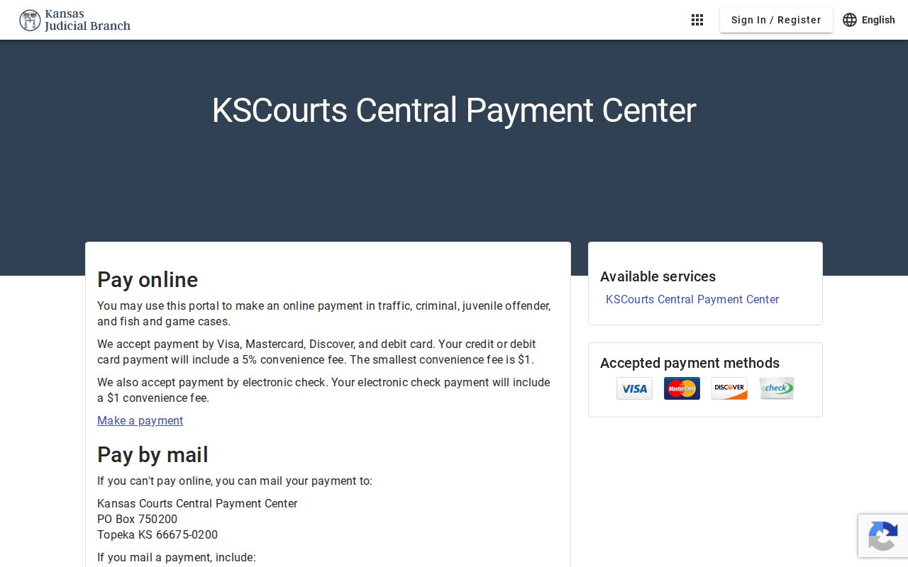 Ness County traffic ticket Central Payment Center route