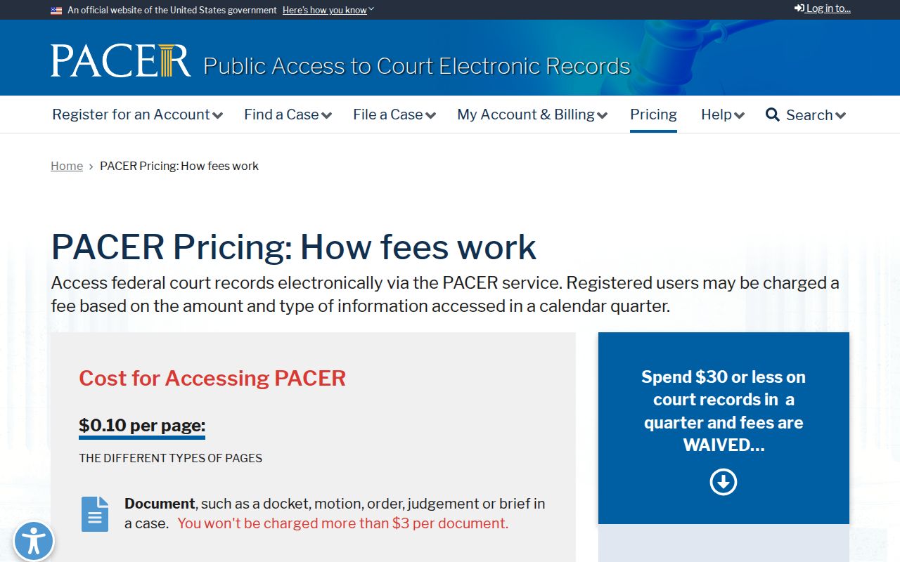 Federal PACER fees separate from Ness County traffic ticket fees